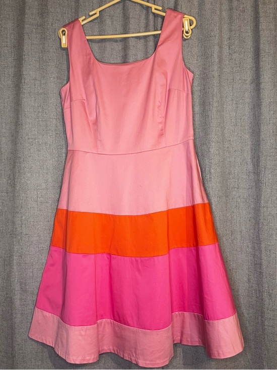 Isaac Mizrahi Pink, Orange & Dark Pink Colorblock Sleeveless Fit-and-Flare Dress - Picture 3 of 13